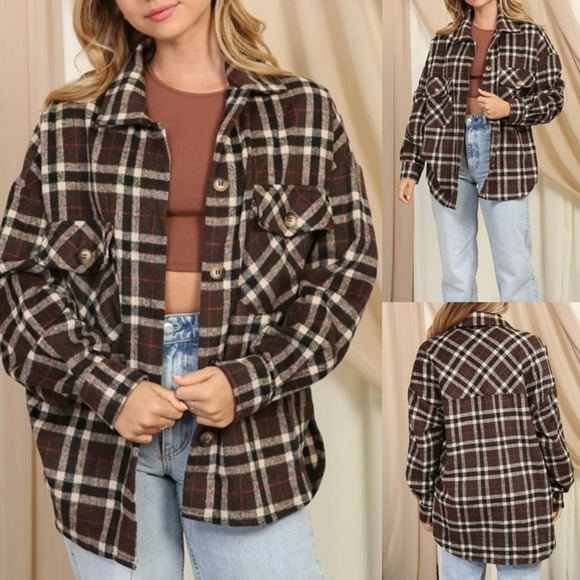 Timing Jackets & Coats New Fashion Boutique Oversized Flannel